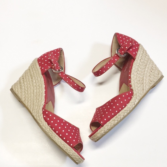 MICHAEL KORS MK Cabana Wedge Sandal Red Polka Dot - Picture 4 of 11